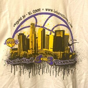 Unisex White Short Sleeve 2009 Lakers 3 on 3 Basketball Tournament Shirt 3xl